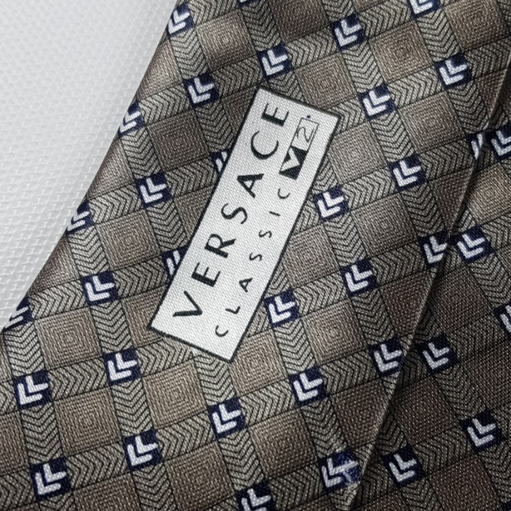 Versace classic V2 silk tie gray arrow square - Picture 5 of 6